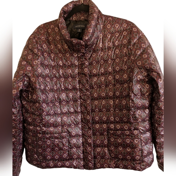 Lands' End purple patterned down jacket sz 18 - Picture 3 of 8